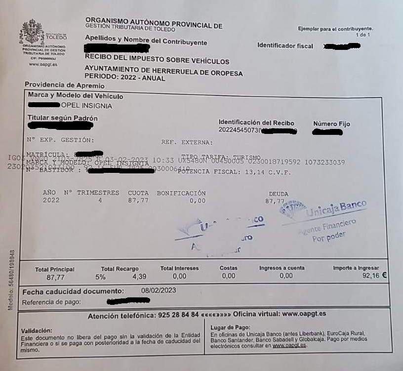 IVTM proof of payment
