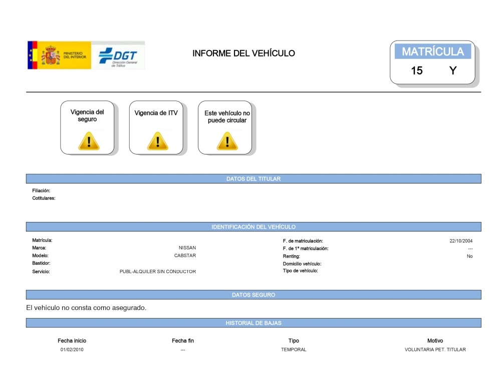 dgt vehicle report online
