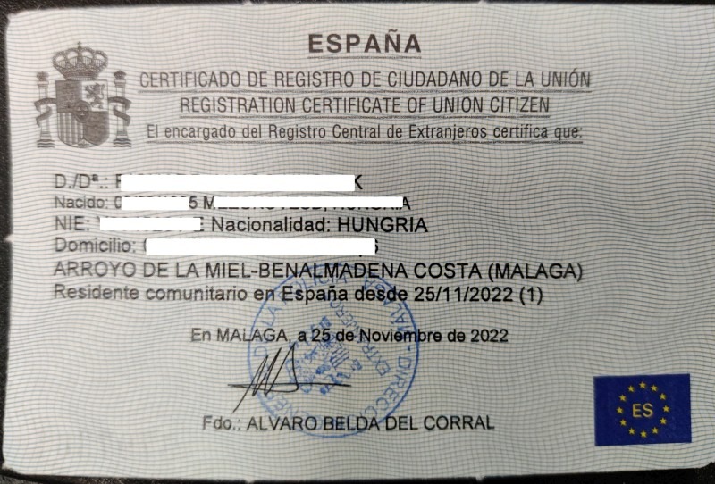 residency card example
