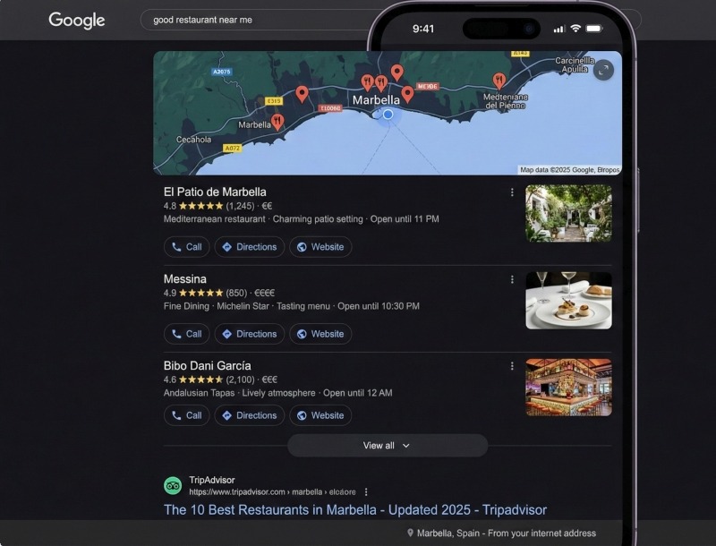 restaurant search google SEO