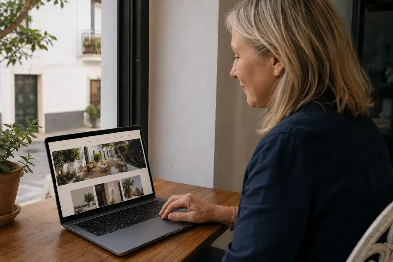 Business owner viewing a new website in Spain
