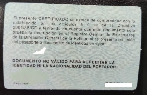 residency card back example residency card back example